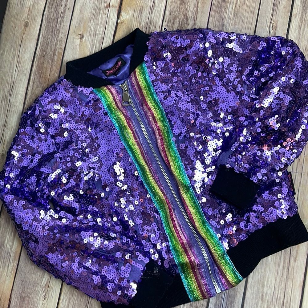 JoJo Siwa jacket for girls size 6 / 6X - purple sequins and rainbow